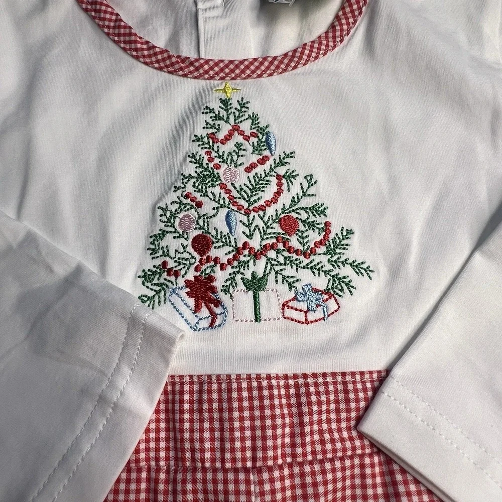 Sugar Dumplin‎ Girl 2T Christmas Cottage Gingham Romper Holiday Photos Red White